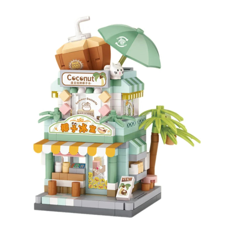 LOZ Food Street Bakery, Tienda de Té con Leche, Modelo Arquitectónico para Armar, Bloques de Construcción de Juguete, Escena de Calle, Regalos de Cumpleaños para Niños