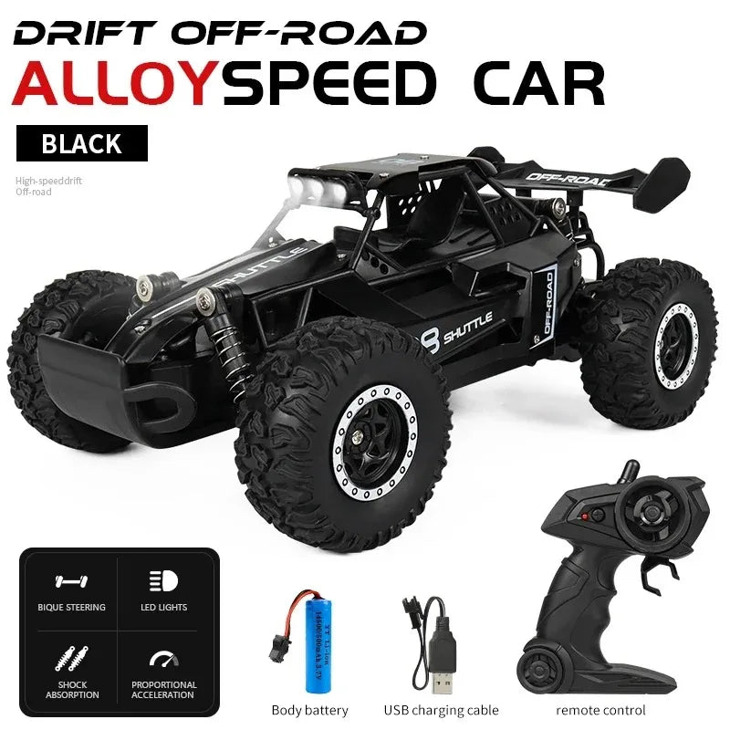 Coche RC 1:16 2WD con Luces LED, 20 KM/H, Todoterreno, Regalos para Niños