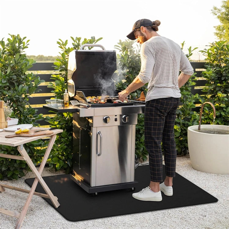 LMETJMA - Alfombrillas para parrilla, doble cara, ignífugas, protectoras para parrilla exterior, resistentes al aceite y al agua, para barbacoa, fogatas y chimeneas