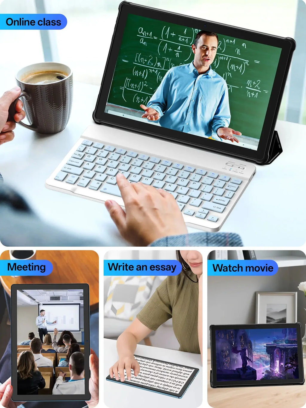 Tablet BAKEN 10 pulgadas Android 15, cuatro núcleos, 12 GB + 64 GB, WiFi 6