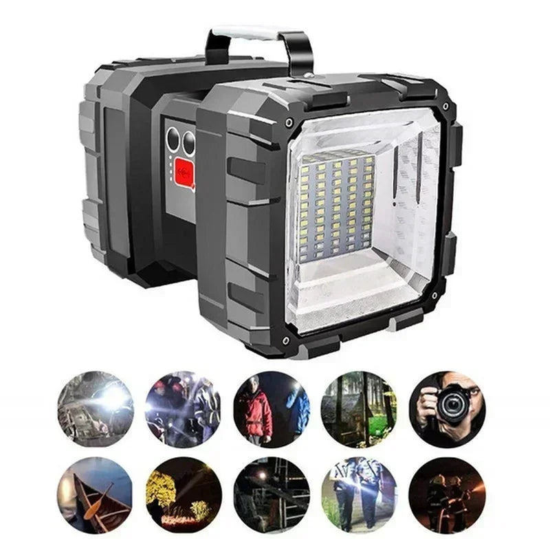 XHP100-reflector de luz LED táctil superbrillante, linterna de doble cabezal, recargable por USB, luces de emergencia portátiles para exteriores