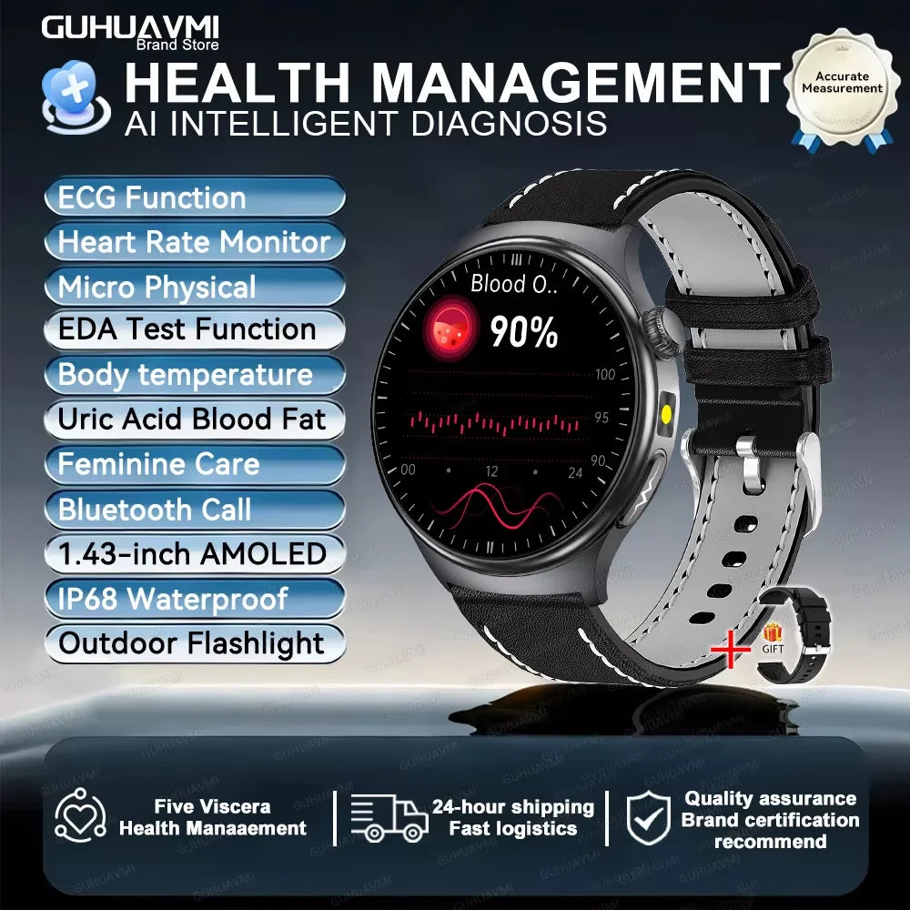 Reloj Inteligente con ECG, Grasa Corporal y Presión Arterial AMOLED