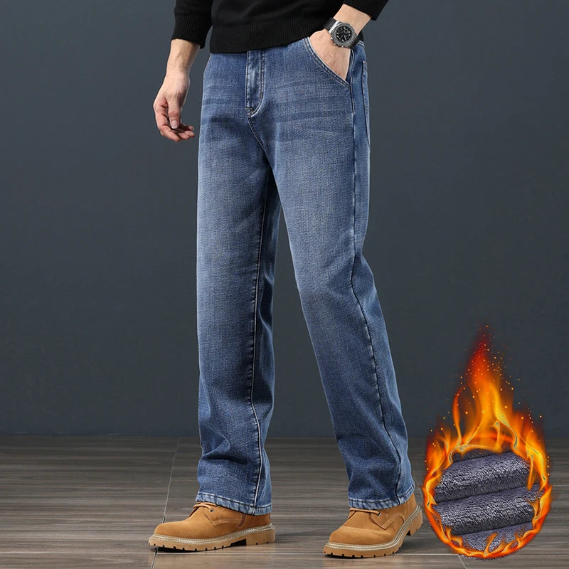 Pantalones Vaqueros de Invierno para Hombre, Terciopelo, Talla Grande 42-44
