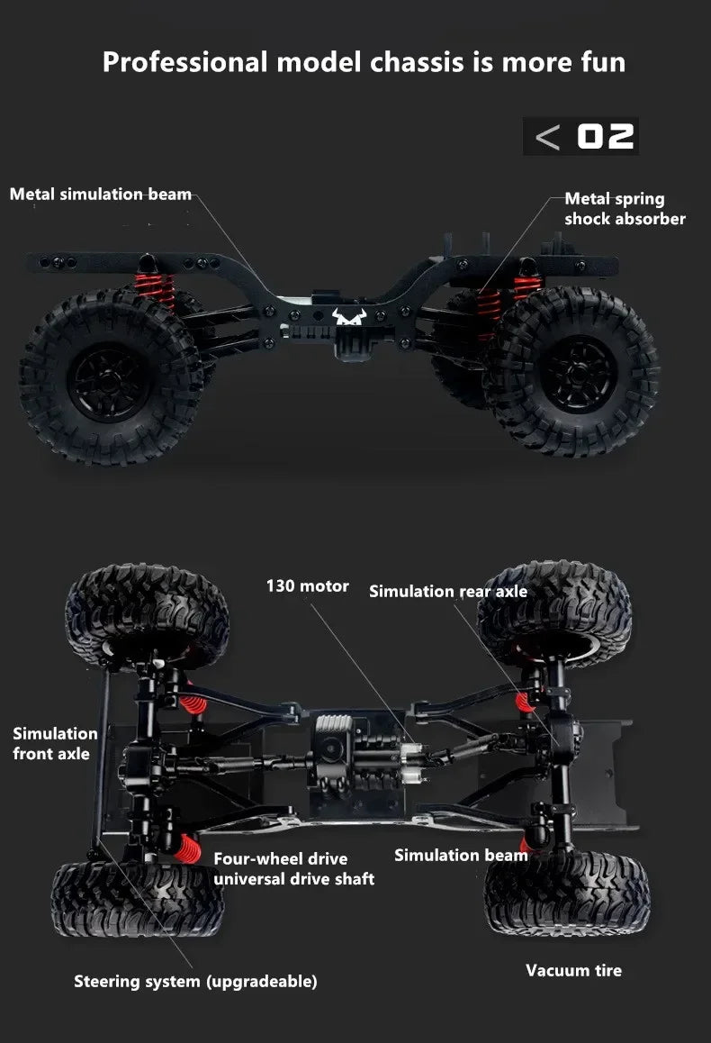 Coche RC Mangniu MN90 1/12 4WD con Luces LED Todoterreno