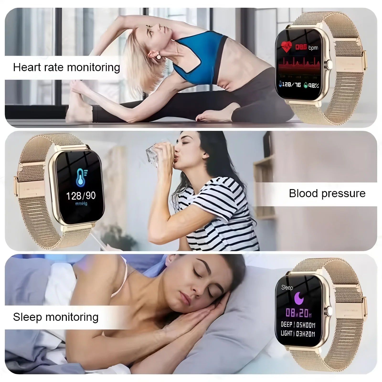 Nuevo Reloj Inteligente con Pantalla Completa de 1.83'', Bluetooth, Monitor de Oxígeno en Sangre/Presión Arterial, para Mujeres y Hombres, Regalo para las Fiestas 2026