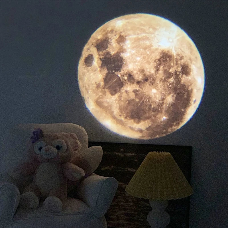 Lámpara de proyección aurora, luna y galaxia con 16 tarjetas de paisaje