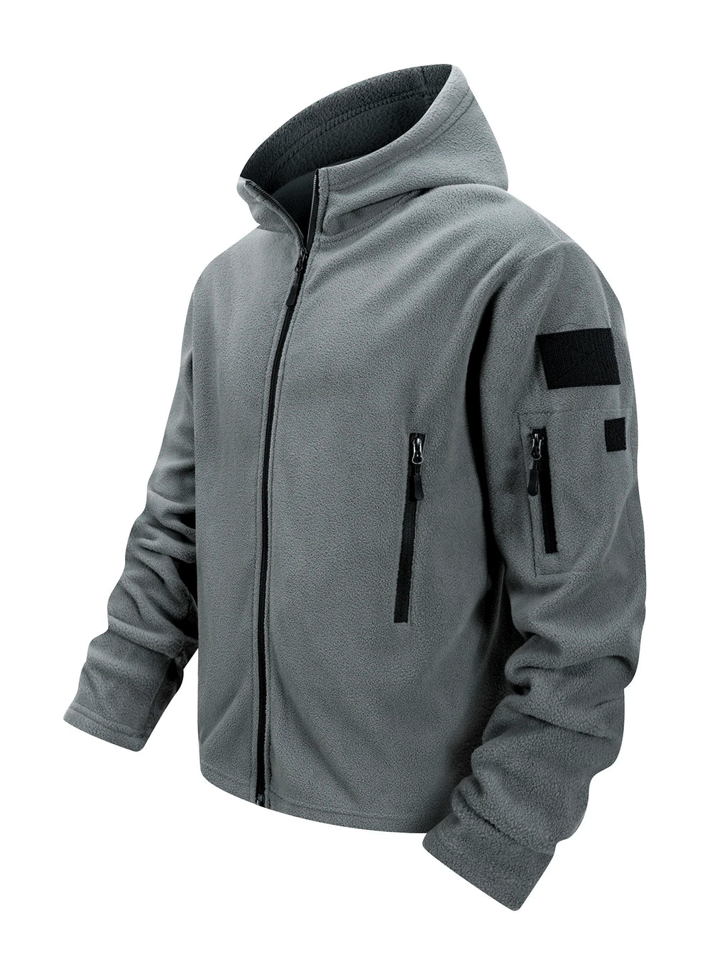 Chaqueta Polar Táctica con Capucha para Hombre | Cremallera Completa