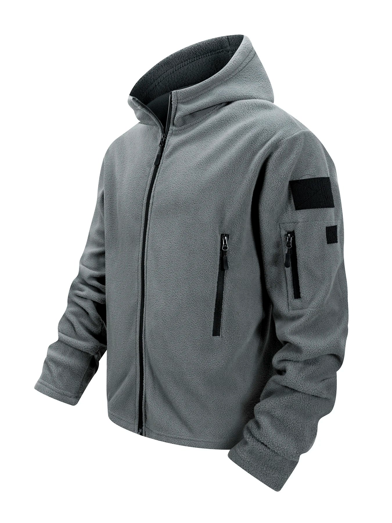 Chaqueta Polar Táctica con Capucha para Hombre | Cremallera Completa