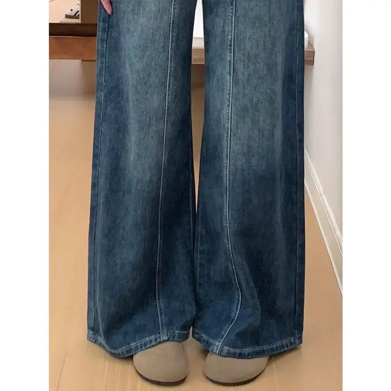 Pantalones Vaqueros de Pierna Ancha y Cintura Alta para Mujer