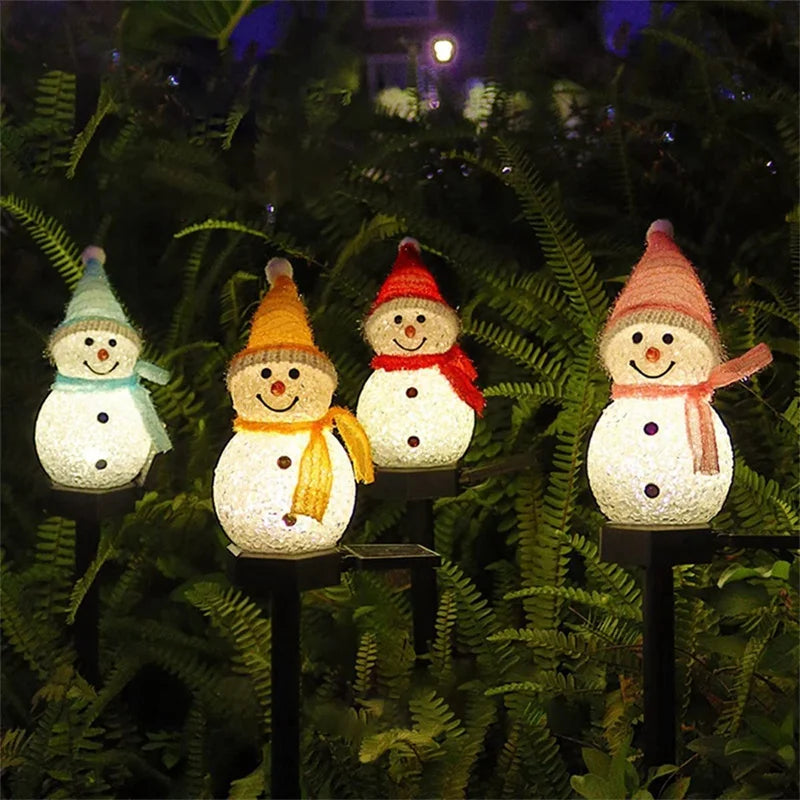 Luz Solar LED de Jardín con Figura de Muñeco de Nieve