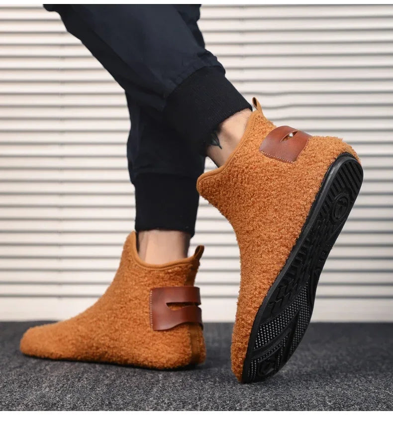 YRZL, zapatos de algodón de invierno para hombre, zapatillas ligeras sin cordones de alta calidad, mocasines de algodón de felpa para interiores, zapatos cálidos de invierno para hombre