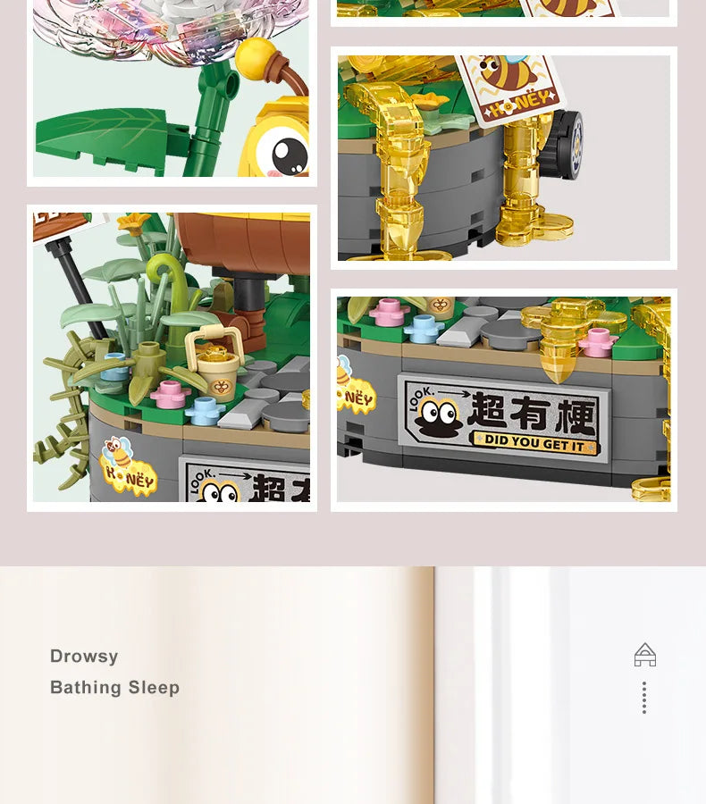 LOZ - Juego de Bloques de Construcción de la Serie Escena Urbana Plegable, Casa de Té Panda, Cafetería, Adorno de Escritorio, Regalo de Cumpleaños para Adultos