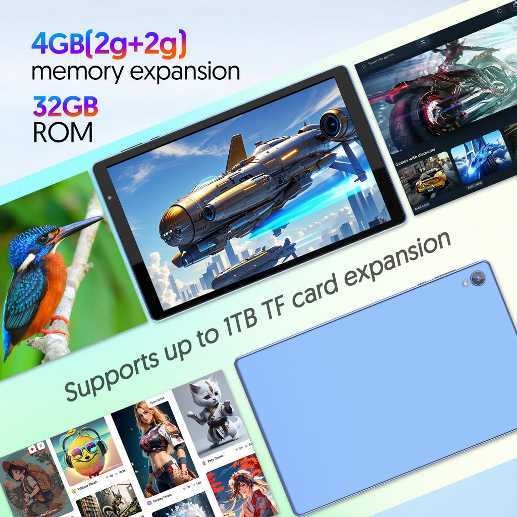 Tablet Android 14 de 10.1": 4GB RAM, 32GB ROM, Quad-Core, 6000mAh