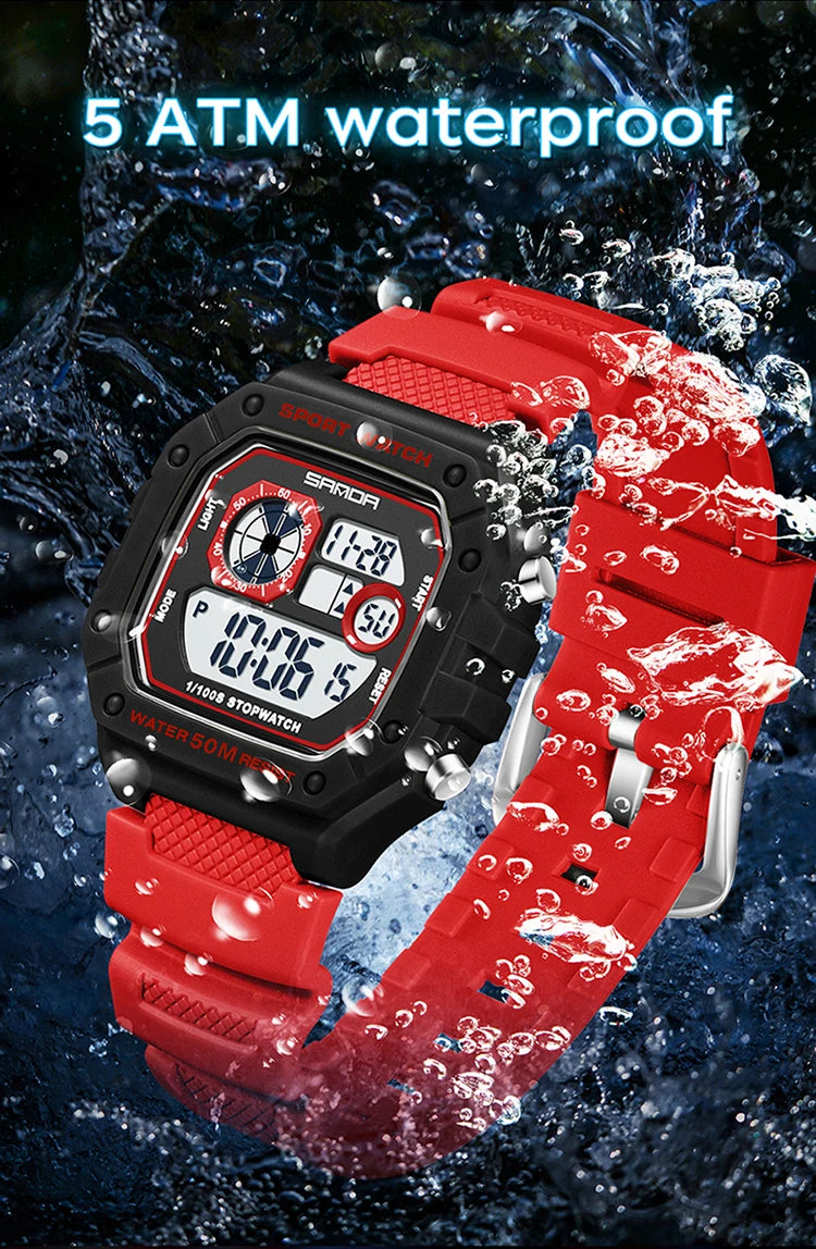 Reloj Digital SANDA 2202 para Hombre, LED Deportivo Impermeable 5 Bar