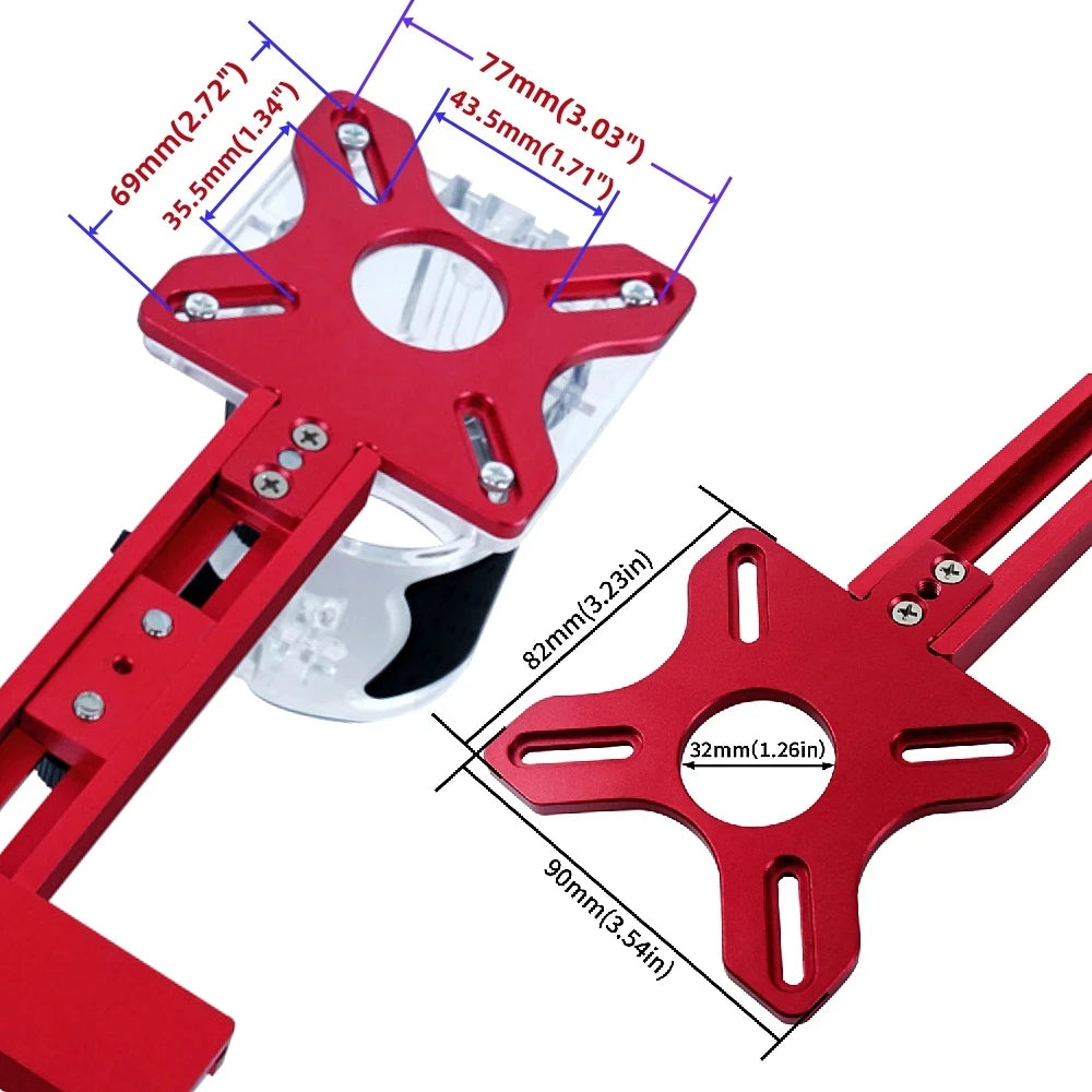 Enrutador 3 en 1, soporte de ranura de fresado, herramienta auxiliar Circular de corte y fresado de carpintería, plantilla de corte circular de enrutador de aluminio
