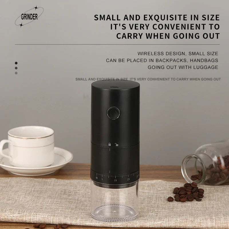 Molinillo de café eléctrico portátil, 38 engranajes, carga USB externa ajustable, Mini máquina de café recargable de 1500mAh para el hogar