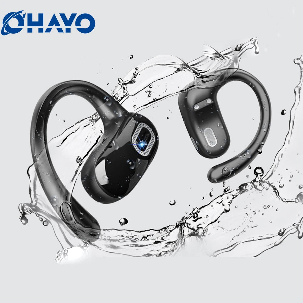 Auriculares OHAYO Open Ear, Bluetooth 5.4, Deportivos, Inalámbricos, 40 Horas de Reproducción, con Micrófono, Resistentes al Sudor IPX6
