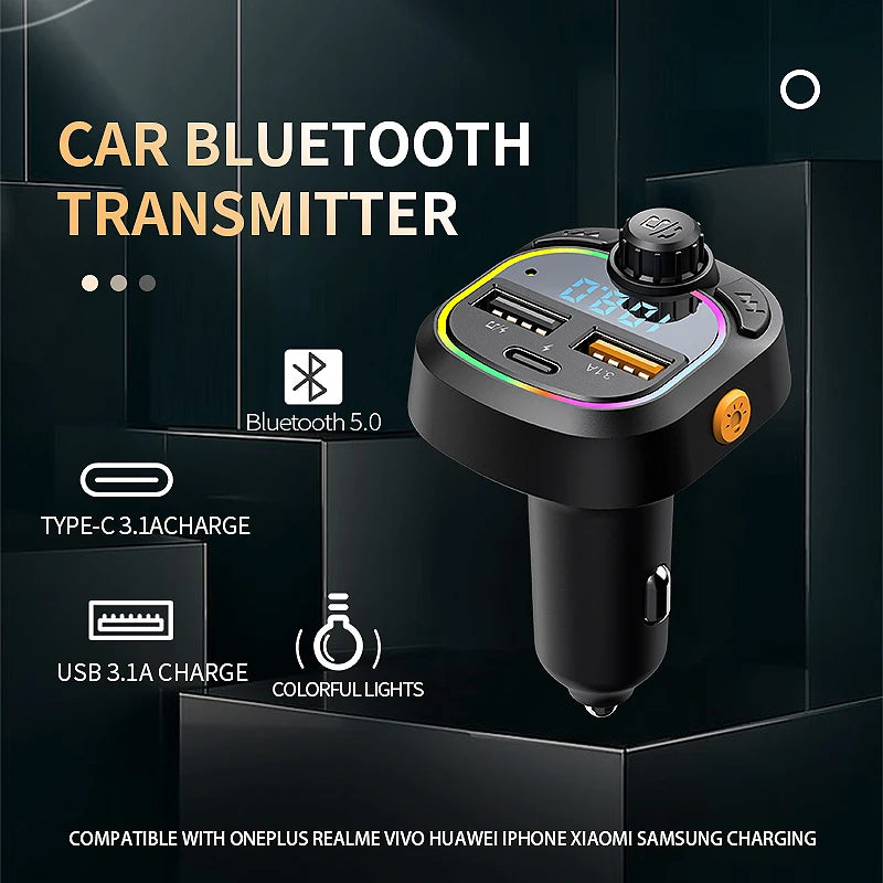 Transmisor FM Bluetooth para Auto Manos Libres con Cargador USB