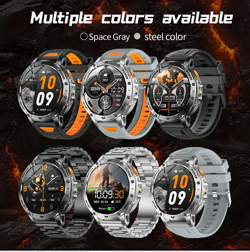 Reloj Inteligente Militar 1400mAh 10ATM Linterna