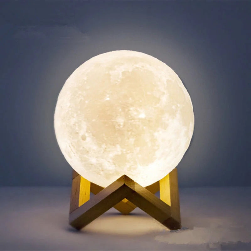 Lámpara Luna 3D LED Nocturna Multicolor con Soporte