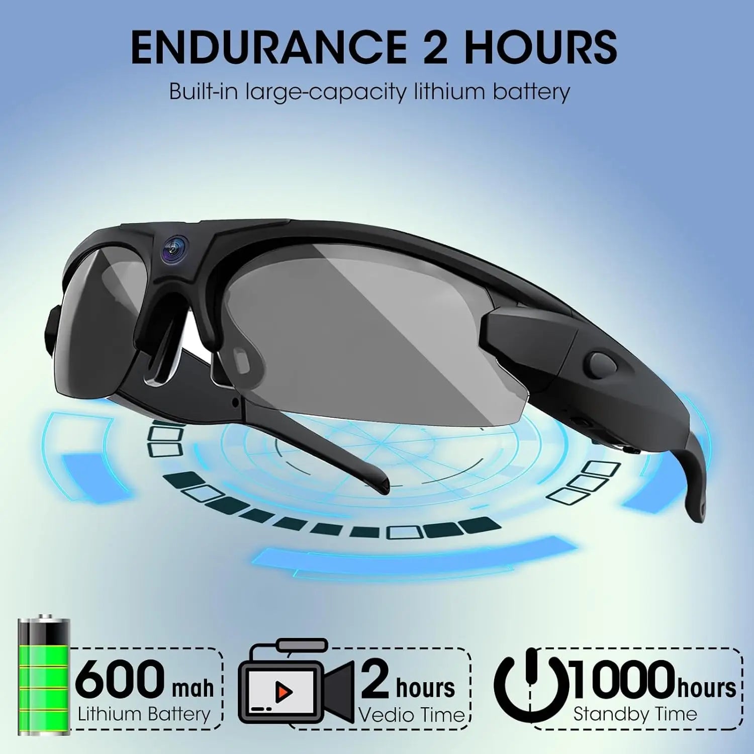 Gafas de sol con cámara WiFi HD 1080P para deportes y actividades al aire libre