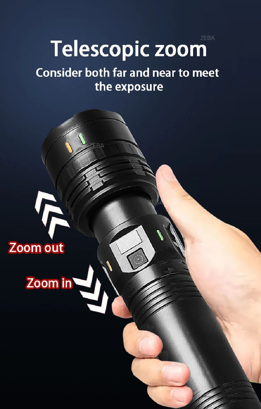 Linterna Táctica LED Recargable de Alto Alcance para Camping