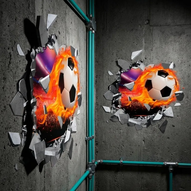 Pegatinas de Pared de Fútbol 3D, Adhesivos Removibles para Habitación de Niños, Decoración de Pared para Dormitorio, Decoración Deportiva Infantil