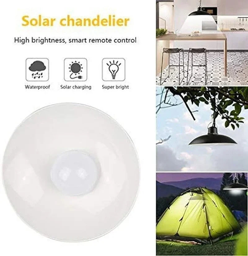 Lámpara colgante solar para exteriores, lámpara LED impermeable, decoraciones de araña de doble cabezal con Control remoto para cobertizo interior, sala de granero