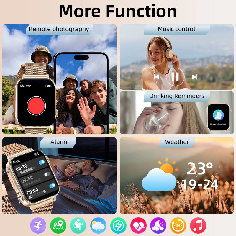 Smartwatch LIGE con llamadas Bluetooth, monitor de salud y carga rápida tipo C