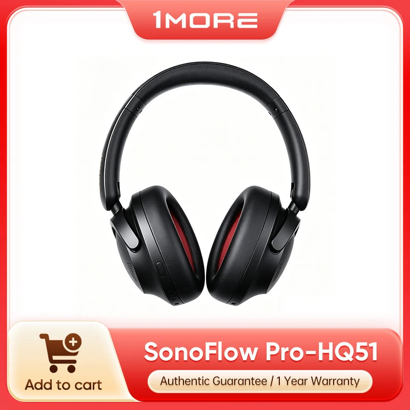 Auriculares 1MORE SonoFlow Pro HQ51 ANC Bluetooth 5.4 Hi-Res LDAC con controlador DLC de 40 mm, QuietMax ANC de 42 dB, batería de 100 horas, auriculares supraaurales