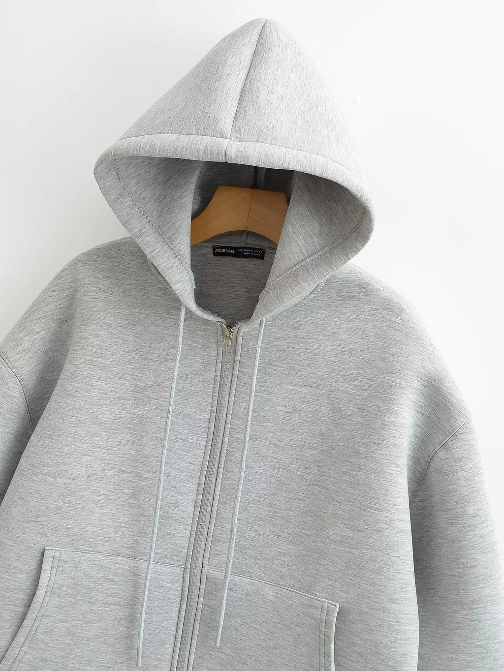 HH Otoño Invierno mujer cremallera Sudadera con capucha abrigo High Street bolsillos dobles chaqueta de gran tamaño sudaderas sueltas prendas de vestir exteriores Top