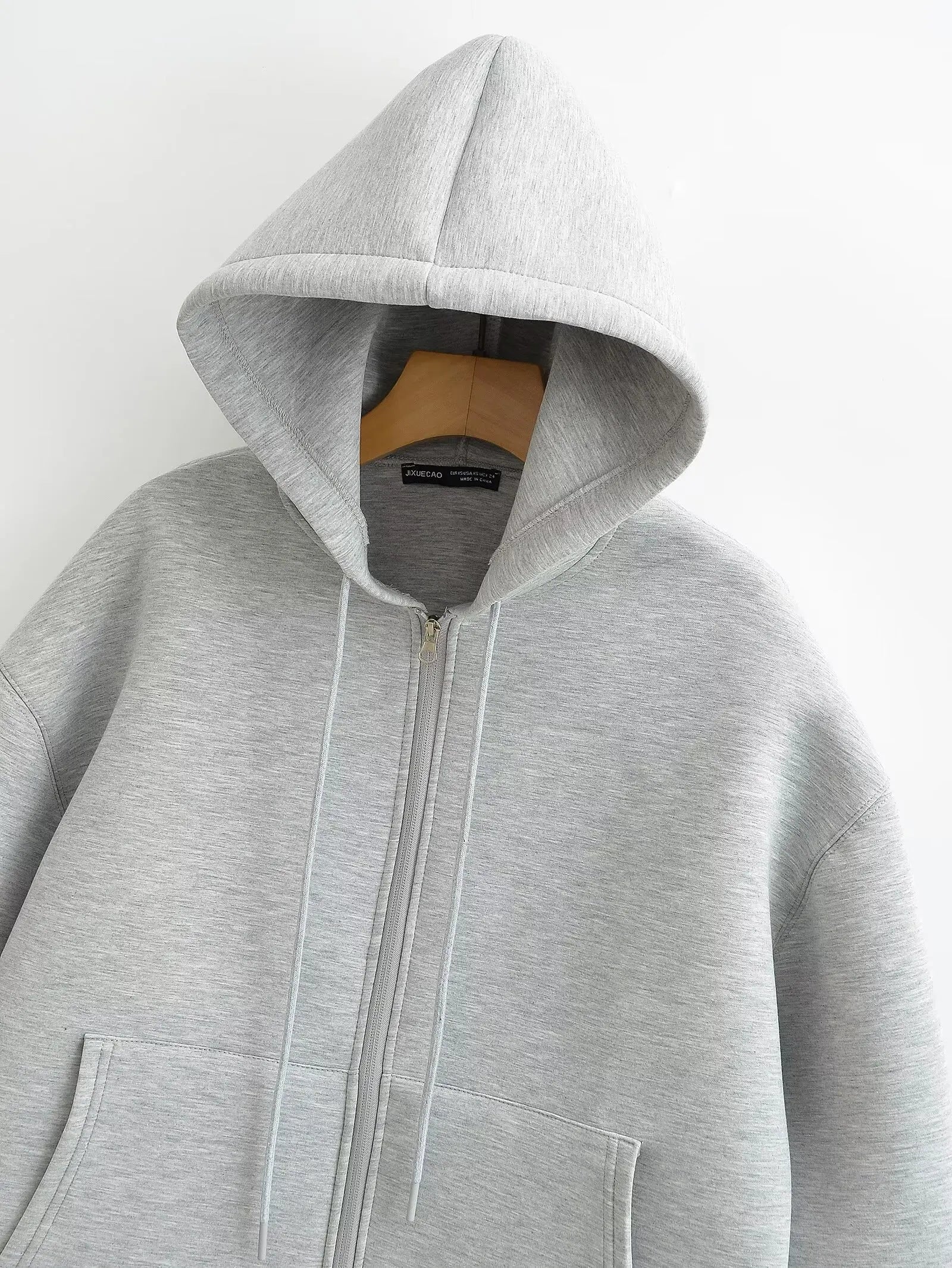 HH Otoño Invierno mujer cremallera Sudadera con capucha abrigo High Street bolsillos dobles chaqueta de gran tamaño sudaderas sueltas prendas de vestir exteriores Top