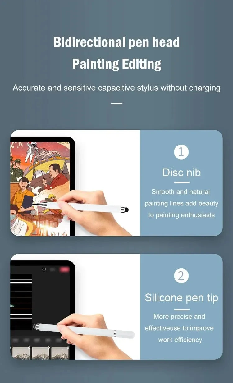 Lápiz Capacitivo de Doble Punta con Disco de Silicona, Doble Función, para Dibujo, Oficina, Retoque, Teléfono Móvil, Tableta