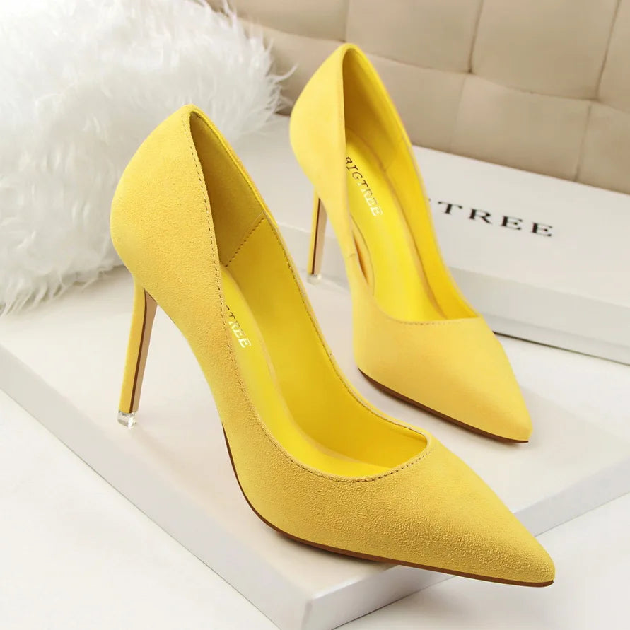 Zapatos de Tacón Alto 9cm para Mujer - Gamuza, Tallas Grandes