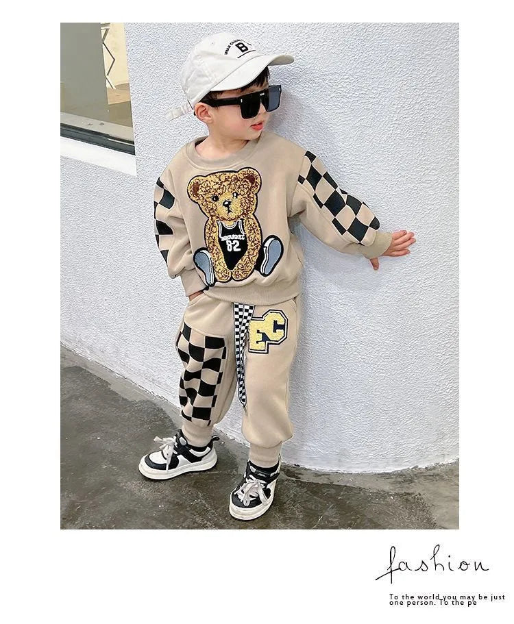 Sudaderas con capucha de moda para bebés, conjuntos de ropa para niños y niñas, sudadera de manga larga y pantalones, traje informal para primavera y otoño