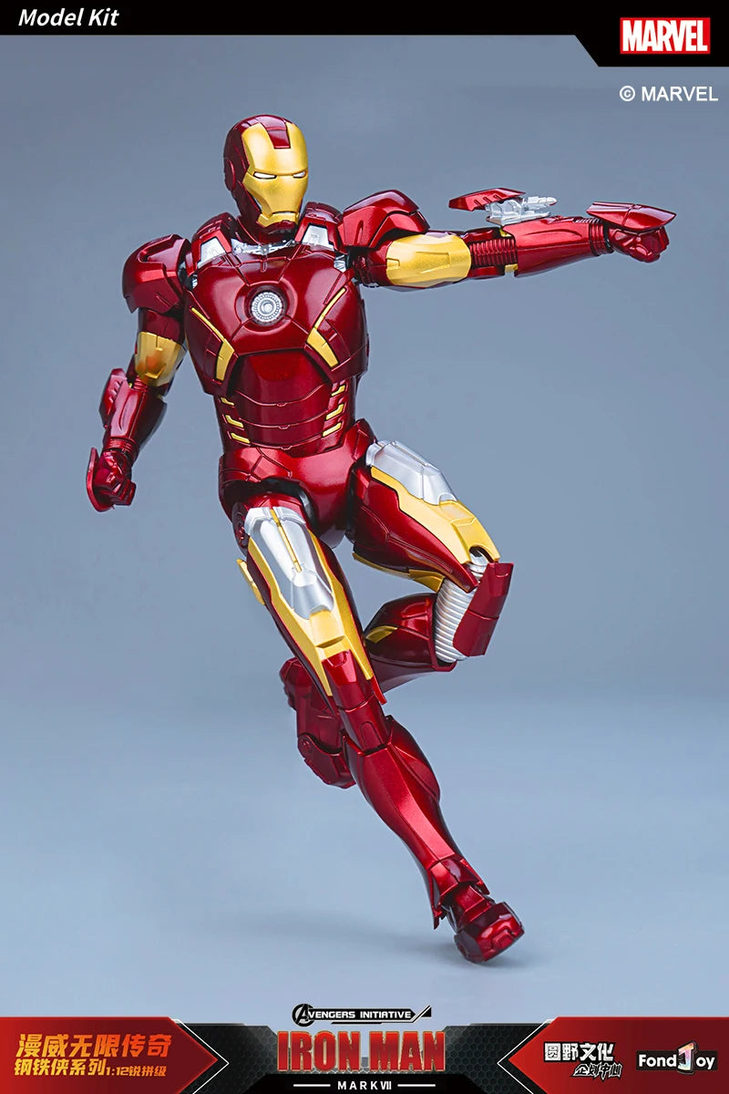 Figura de Anime de Iron Man MK5 de Marvel, Kit de Modelo a Escala 1/12, Serie Infinity Saga, Ironman Mark 5, Ensamblaje ABS, Articulaciones Móviles, Regalos y Juguetes