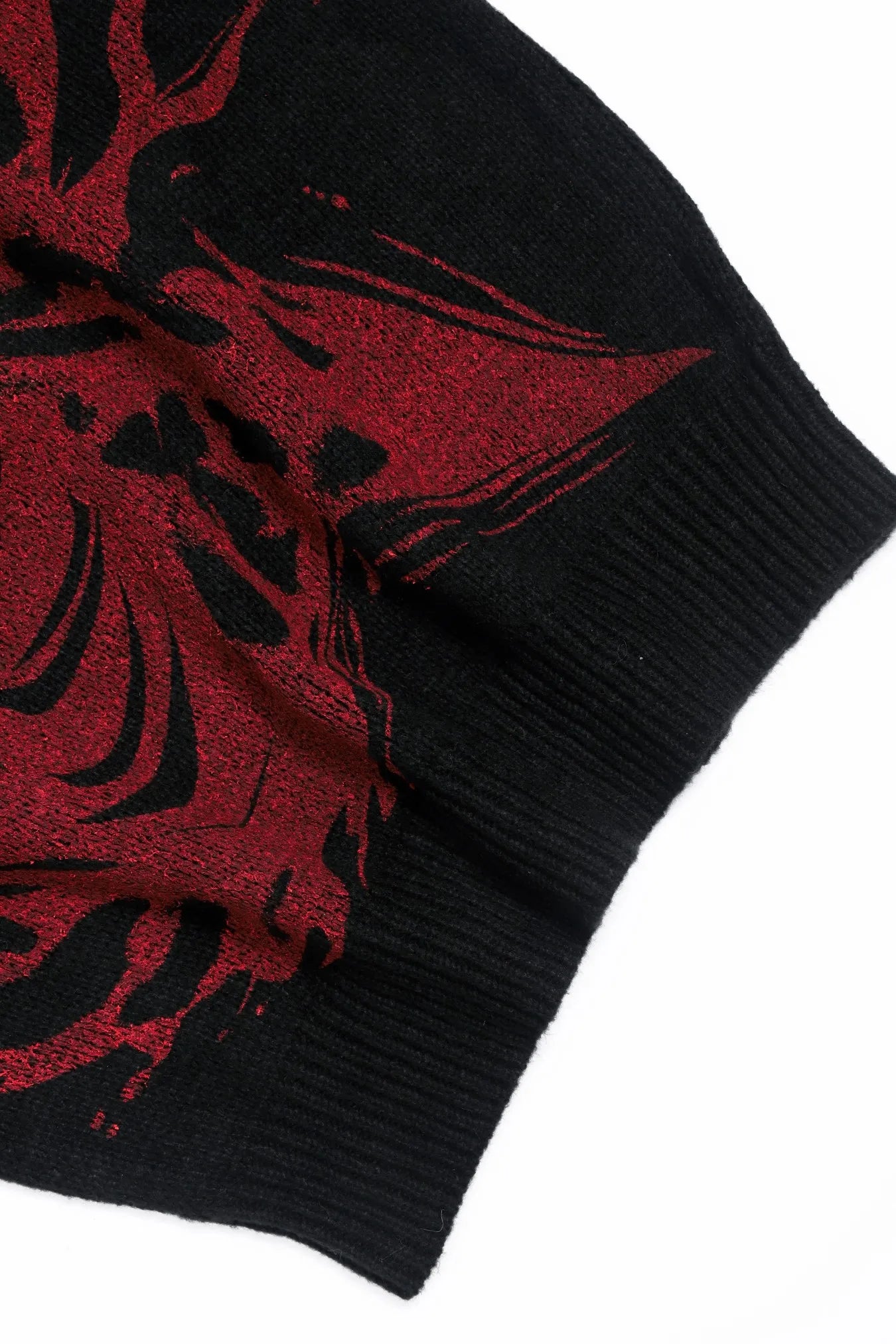 Suéter de punto con gráfico rojo y negro para hombre, cuello redondo, informal, de gran tamaño, manga larga, ropa de calle