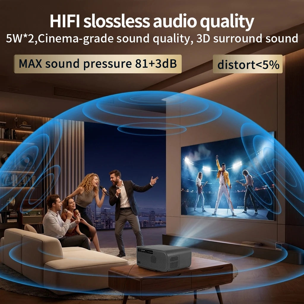Proyector 4K 2500ANSI Full HD 1920*1080P HDR10+ Google Play WiFi6 Altavoz HiFi BT5.4 con DVB-T2/ATSC/IDSB-T TV Digital Gratuita