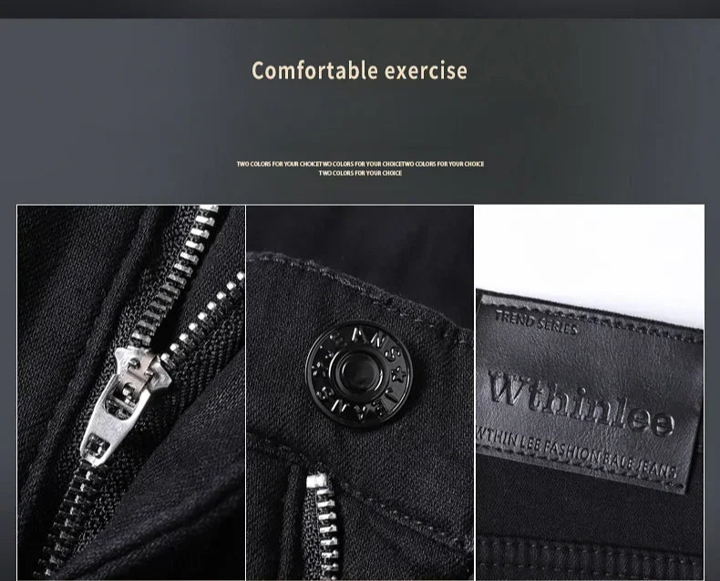 Pantalones Vaqueros Negros Elásticos de Terciopelo para Hombre, Talla Grande