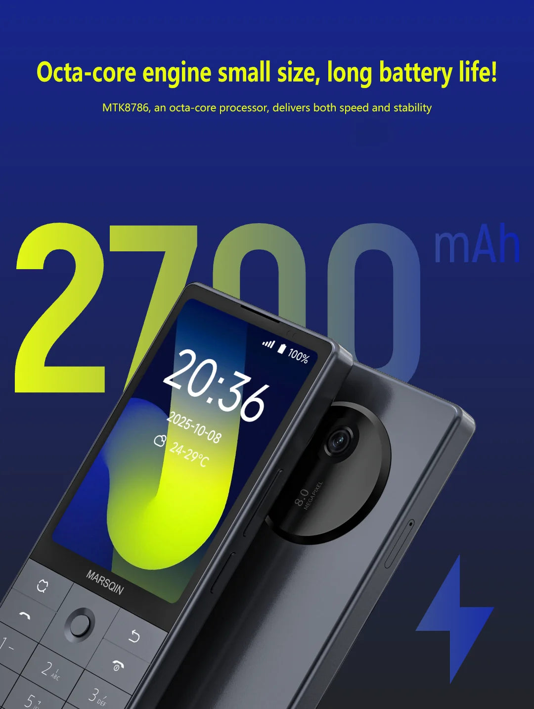 Nuevo teléfono inteligente Qin F25, Google Play, Android 14, tarjetas SIM duales, 6GB + 128GB, 2700mAh, WIFI Bluetooth, pantalla táctil de 3,54 pulgadas, MTK8786
