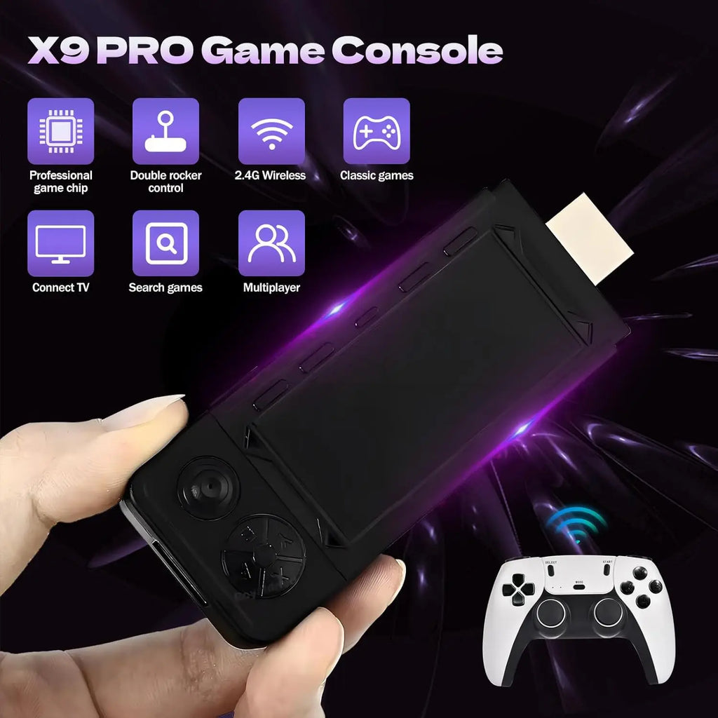 Consola de Juegos Retro X9 Pro 4K, Consola de Juegos Precargada con Más de 37000 Juegos Clásicos, Más de 45 Simuladores, Controles Inalámbricos de 2.4G, Juegos Retro para TV