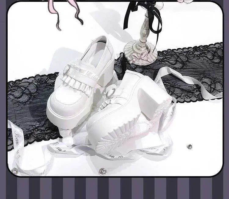 Zapatos Mary Jane Lolita de Plataforma con Hebilla Corazón para Mujer