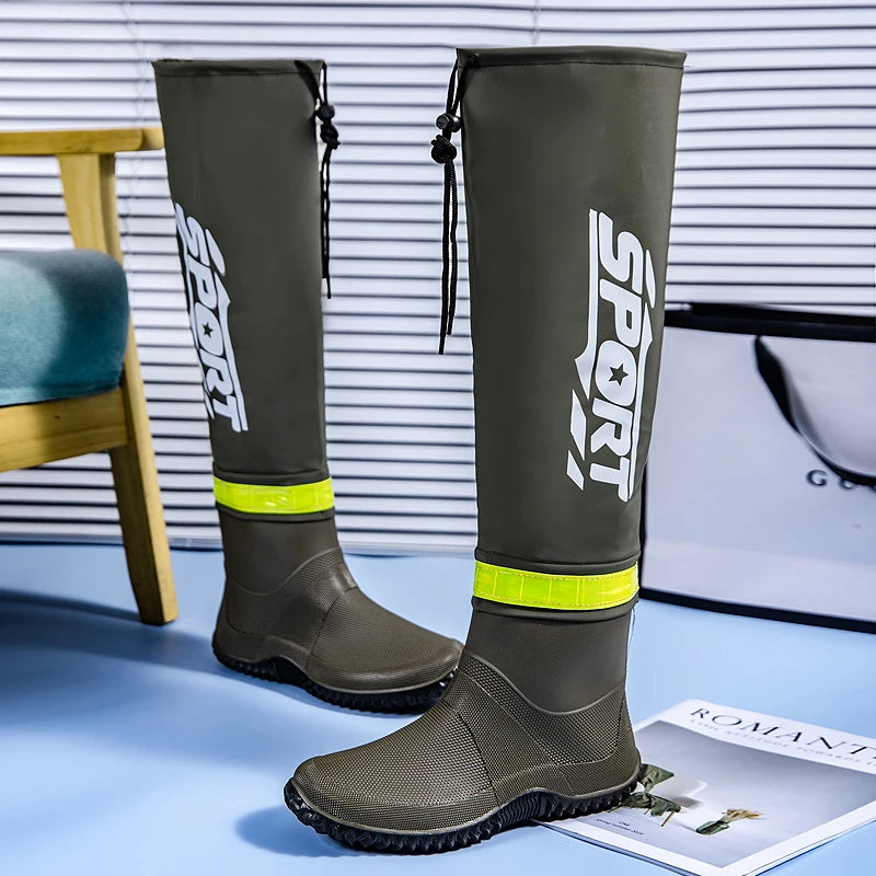 Botas de lluvia para hombre impermeables antideslizantes de caña alta