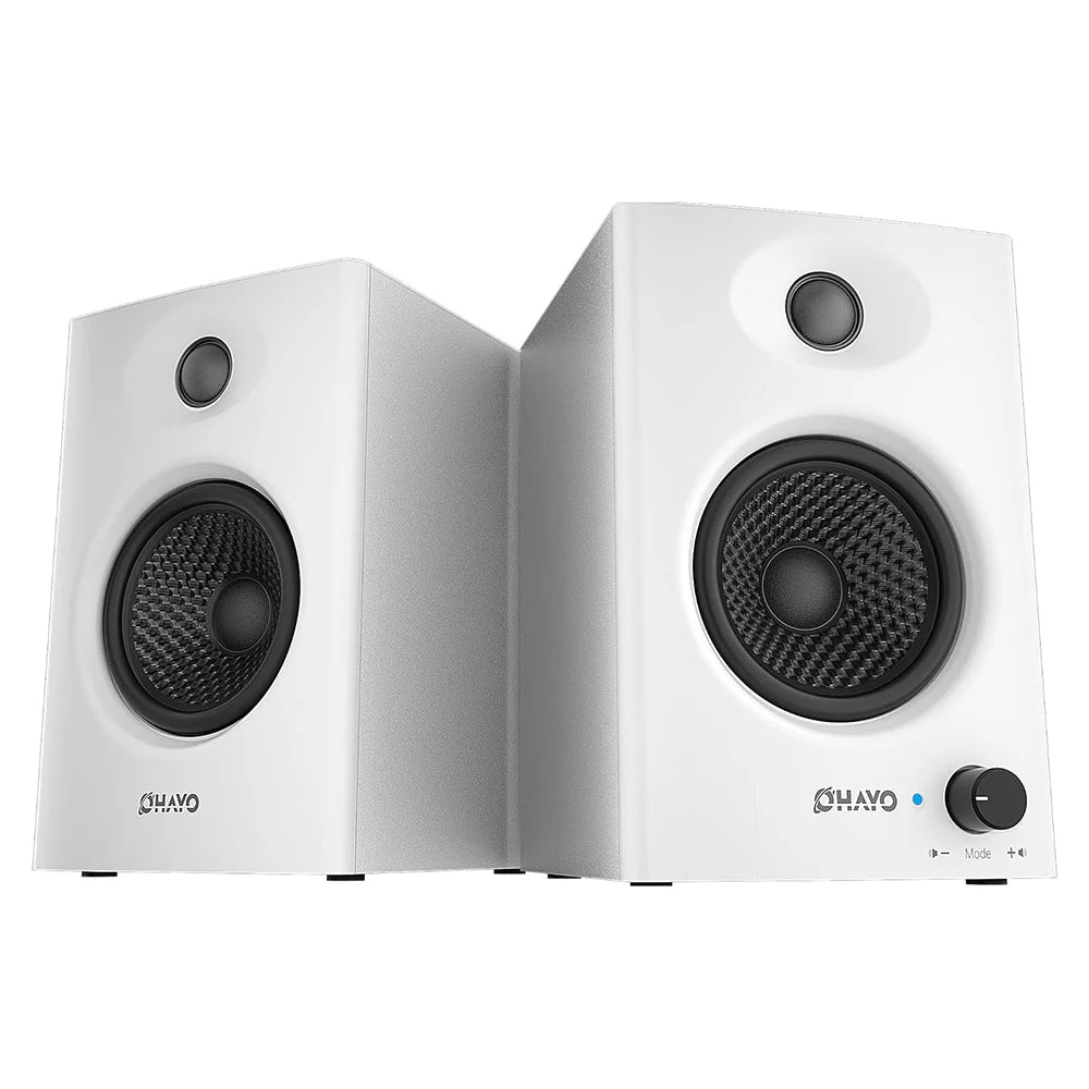 OHAYO Altavoces de Estantería Activos de 60W con Unidad de Fibra de Vidrio, Bluetooth 5.3 y Múltiples Entradas (USB/RCA/AUX) - para Juegos de PC Inmersivos