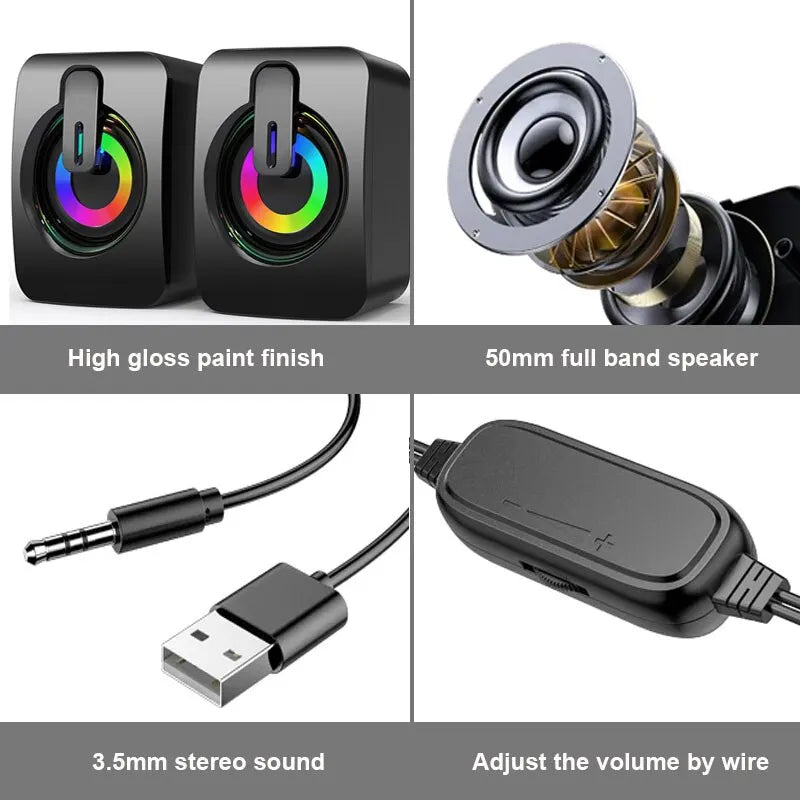 Mini altavoz para ordenador, sonido estéreo con micrófono, Cable auxiliar de 3,5mm, altavoz para el hogar y la Oficina, altavoz para ordenador portátil de escritorio