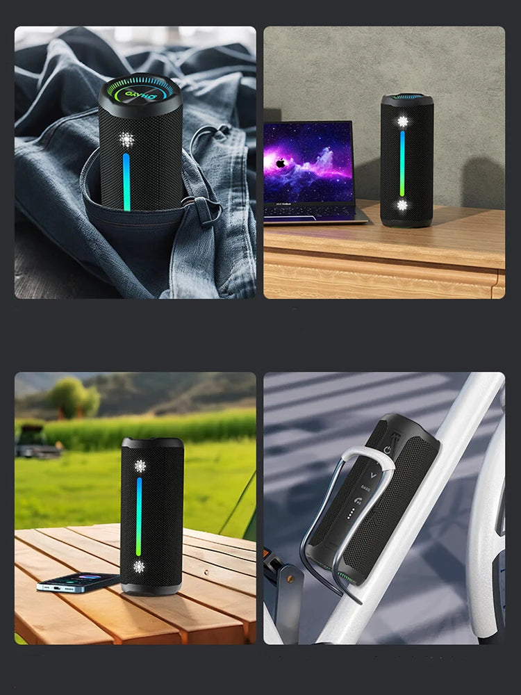 Altavoz Bluetooth portátil Ohayo 35W, IPX7 resistente al agua 360 °   Altavoz inalámbrico TWS emparejamiento estéreo 24 horas de tiempo de reproducción para acampar senderismo