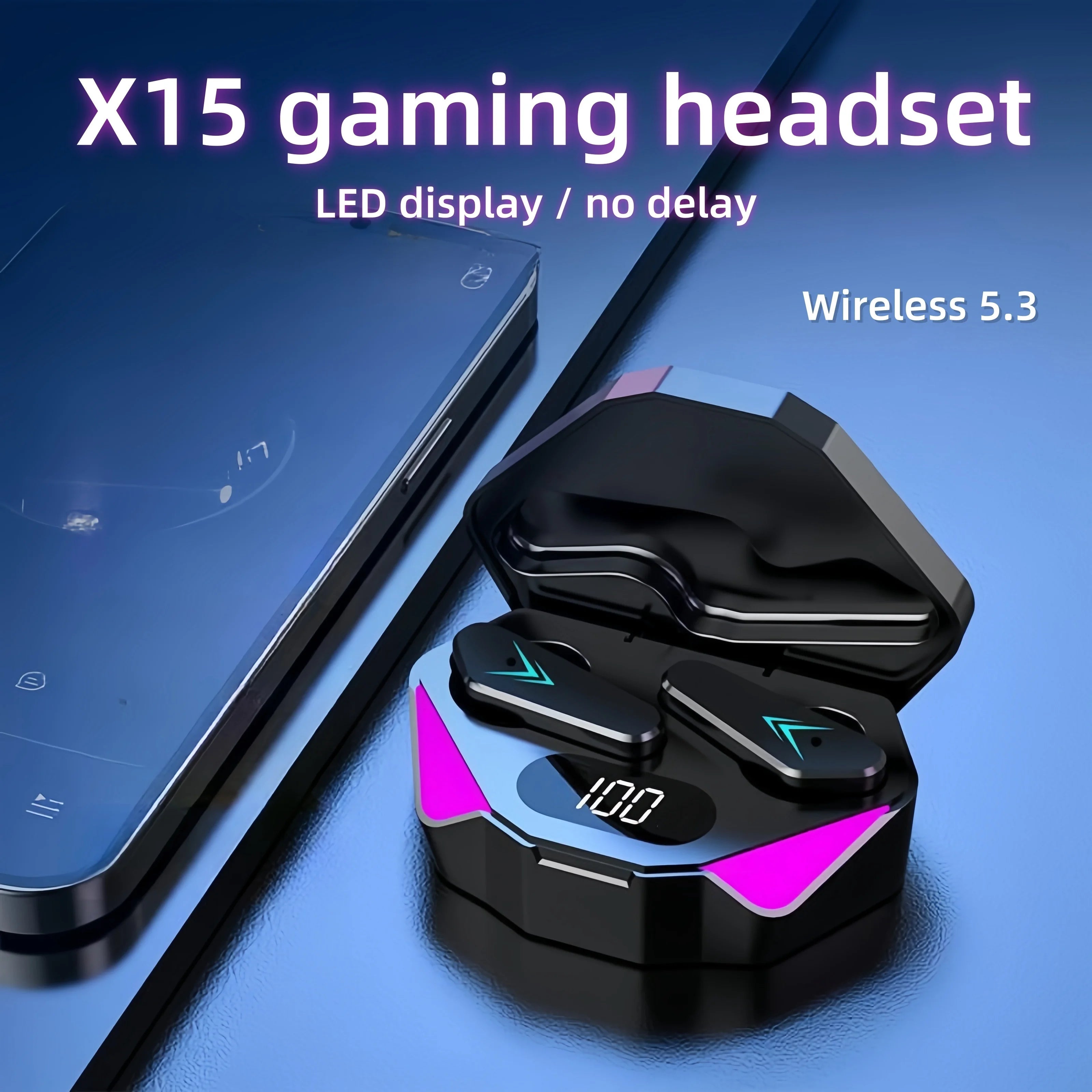 X15 TWS Auriculares inalámbricos con Bluetooth pantalla LED auriculares para jugadores con micrófono auriculares inalámbricos con cancelación de ruido auriculares Bluetooth
