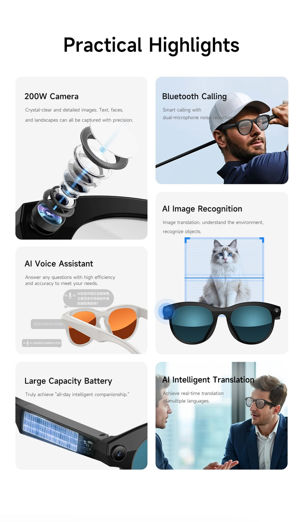 Gafas Inteligentes 4K con Cámara IA y Traducción