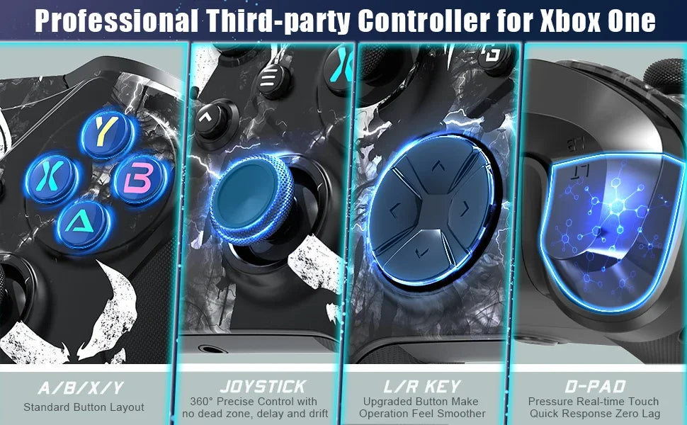 Mando de Juego Inalámbrico para Xbox One Series X/S con Wifi, Sensor Giroscópico de 6 Ejes, Doble Vibración, Joystick con Efecto Hall