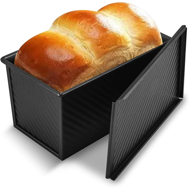 LMETJMA-artén para pan Pullman con tapa, 1 lb, sartén antiadherente para pan, caja para tostadas corrugada rectangular de acero al carbono, molde para pastel JT157